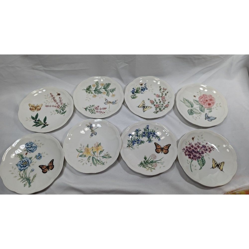 8 Lenox Butterfly Meadow Bread Butter Plates All different No repeats